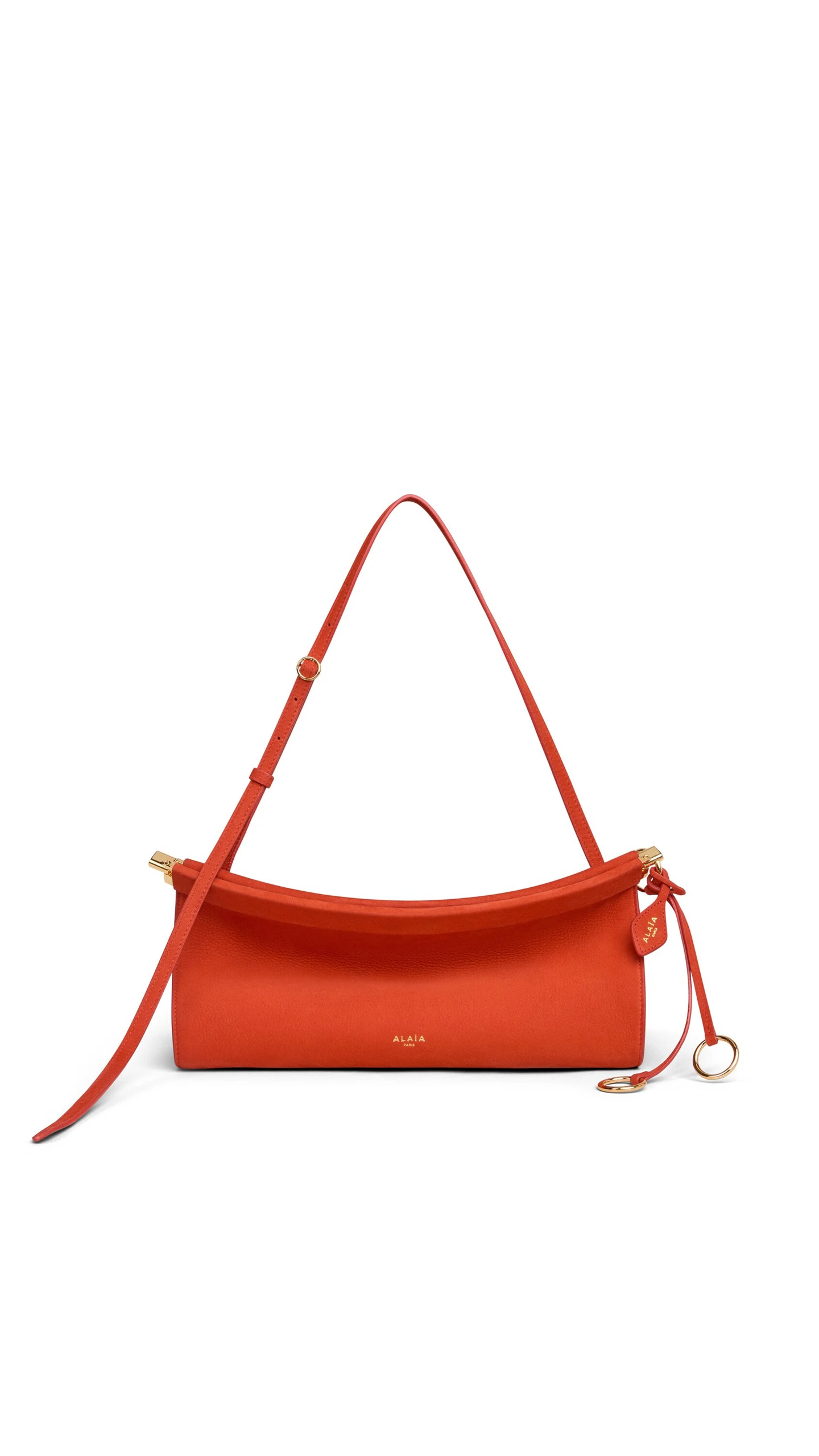 Alaia Le Click East West Medium Bag in Nubuck, Burnt Orange Alaia Le Click East West Medium Bag in Nubuck, Burnt Orange | Shoulder & Crossbody Bags | Luxury Shoes