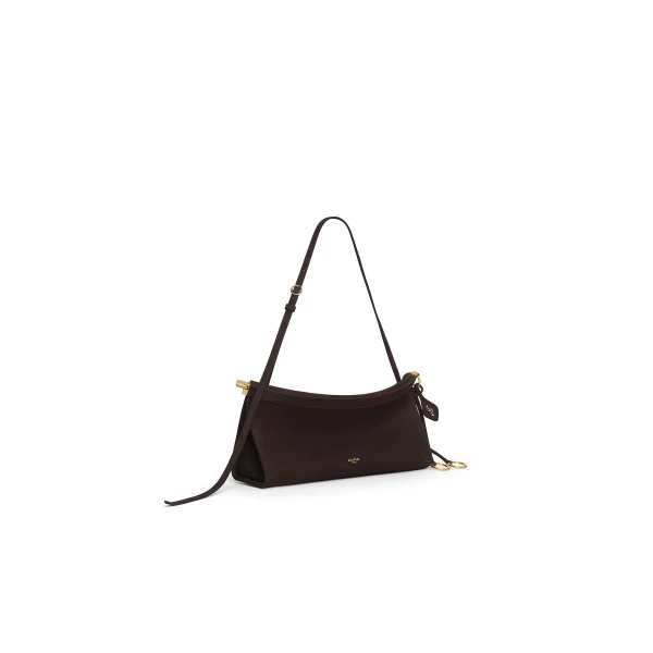 Alaia Le Click East West Medium Bag in Nubuck, Dark Brown | Shoulder & Crossbody Bags | Luxury Shoes 