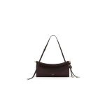 Alaia Le Click East West Medium Bag in Nubuck, Dark Brown | Shoulder & Crossbody Bags | Luxury Shoes 