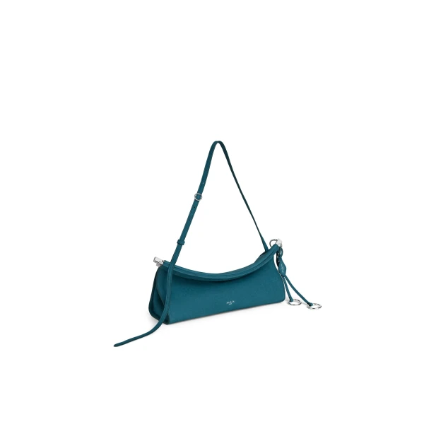 Alaia Le Click East West Medium Bag in Nubuck, Green Grey | Shoulder & Crossbody Bags | Luxury Shoes 