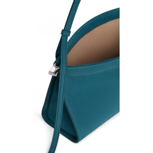 Alaia Le Click East West Medium Bag in Nubuck, Green Grey | Shoulder & Crossbody Bags | Luxury Shoes 