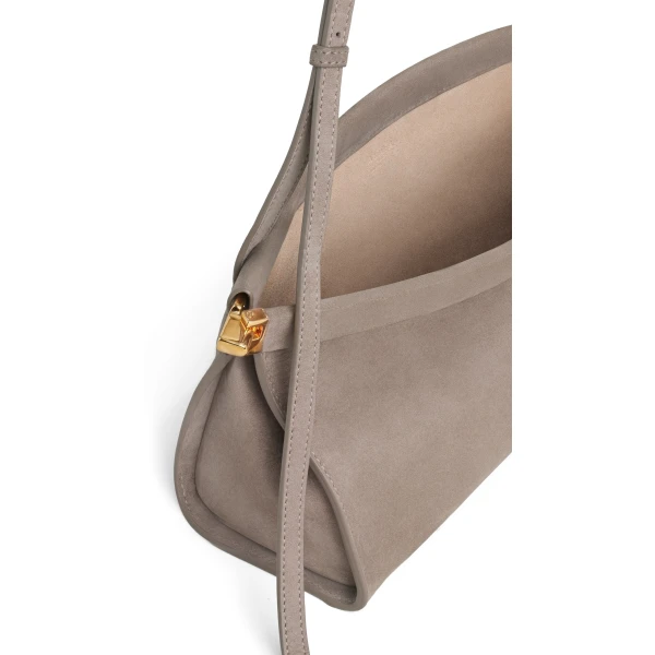 Alaia Le Click East West Medium Bag in Nubuck, Mist | Shoulder & Crossbody Bags | Luxury Shoes 