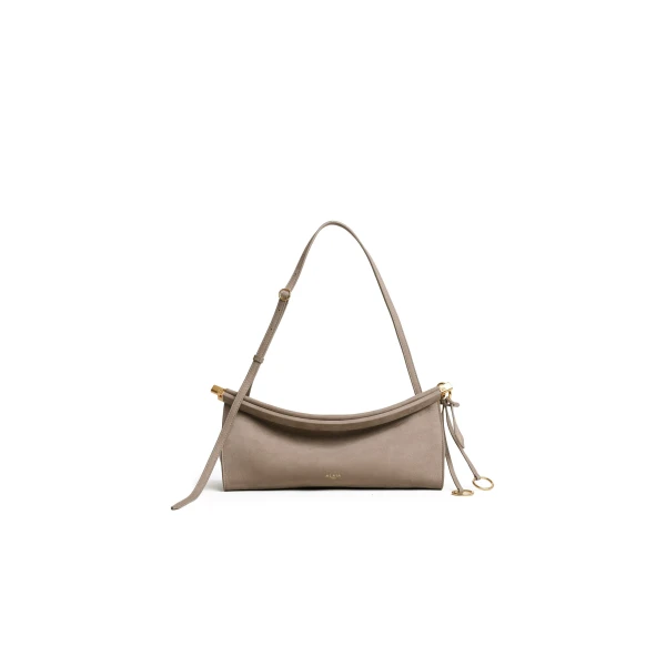 Alaia Le Click East West Medium Bag in Nubuck, Mist | Shoulder & Crossbody Bags | Luxury Shoes 