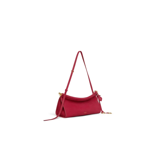 Alaia Le Click East West Medium Bag in Nubuck, Raspberry | Shoulder & Crossbody Bags | Luxury Shoes 
