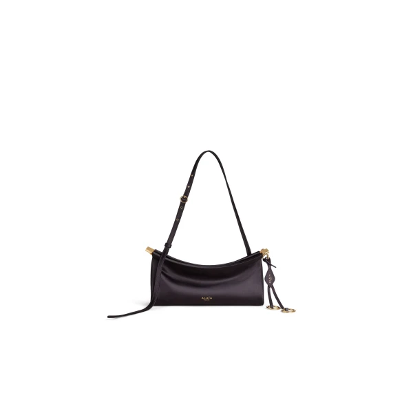 Alaia Le Click East West Small Bag in Satin, Anthracite | Shoulder & Crossbody Bags | Luxury Shoes 