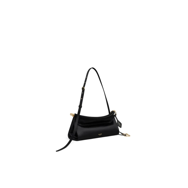 Alaia Le Click East West Small Bag in Satin, Black | Shoulder & Crossbody Bags | Luxury Shoes 