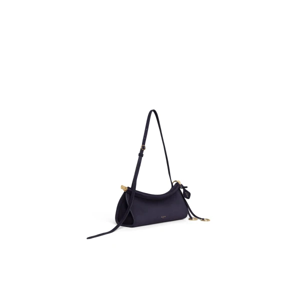 Alaia Le Click East West Small Bag in Suede, Eggplant | Shoulder & Crossbody Bags | Luxury Shoes 