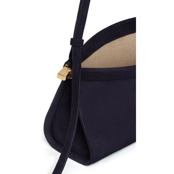 Alaia Le Click East West Small Bag in Suede, Eggplant | Shoulder & Crossbody Bags | Luxury Shoes 