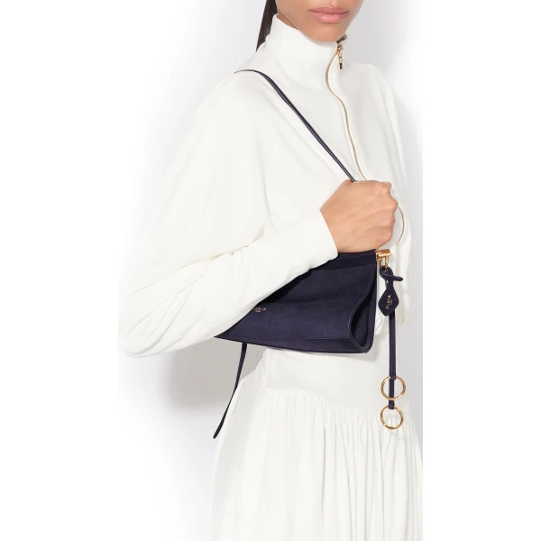 Alaia Le Click East West Small Bag in Suede, Eggplant | Shoulder & Crossbody Bags | Luxury Shoes 