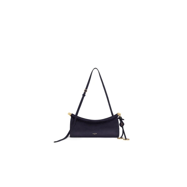 Alaia Le Click East West Small Bag in Suede, Eggplant | Shoulder & Crossbody Bags | Luxury Shoes 