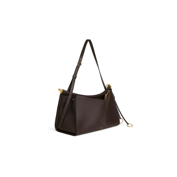 Alaia Le Click Pocket 35 Bag in Calfskin, Dark Brown | Shoulder & Crossbody Bags | Luxury Shoes 