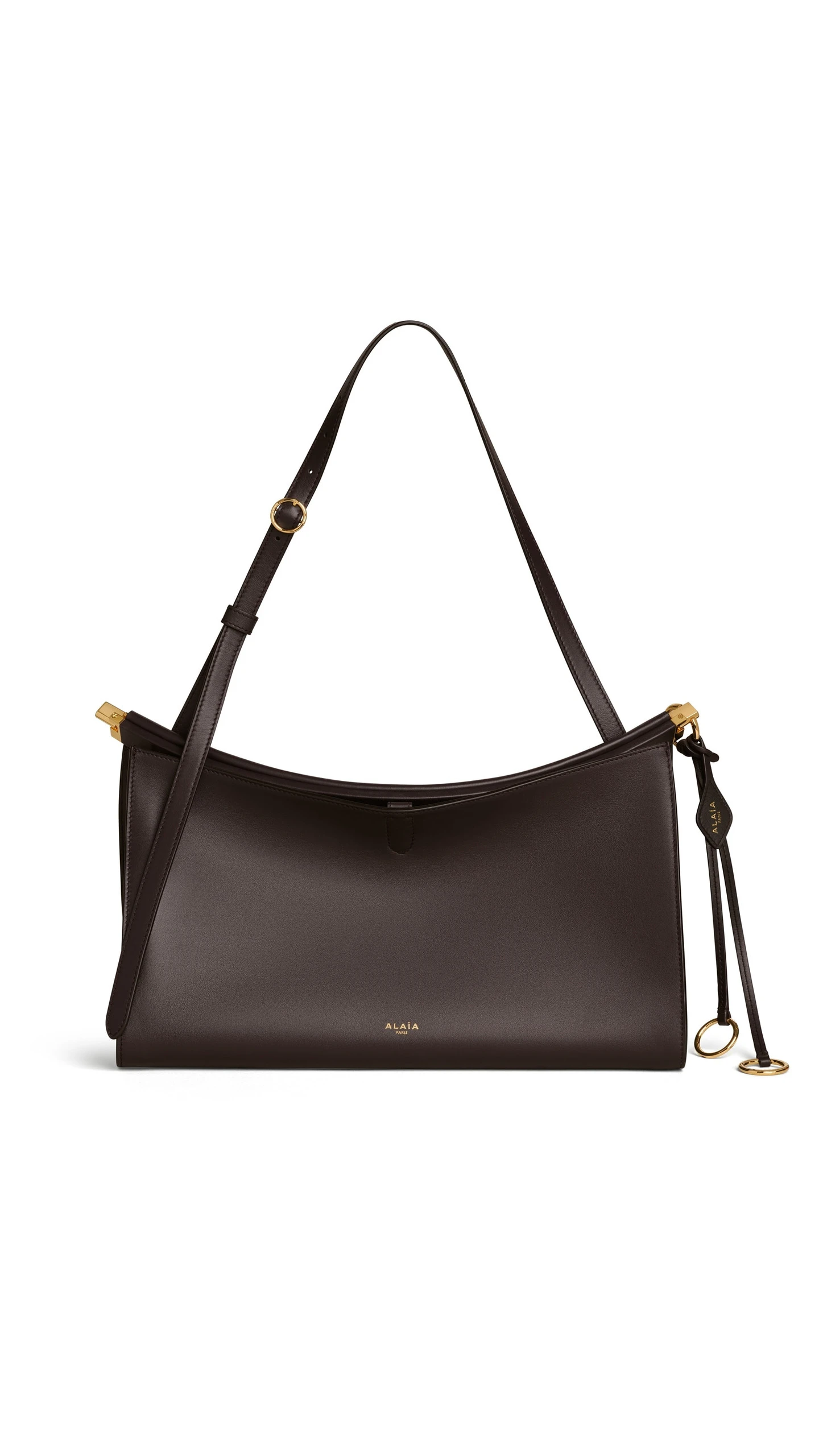 Alaia Le Click Pocket 35 Bag in Calfskin, Dark Brown Alaia Le Click Pocket 35 Bag in Calfskin, Dark Brown | Shoulder & Crossbody Bags | Luxury Shoes