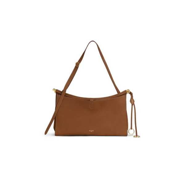 Alaia Le Click Pocket 35 Bag in Nubuck, Brown | Shoulder & Crossbody Bags | Luxury Shoes 