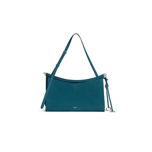 Alaia Le Click Pocket 35 Bag in Nubuck, Green Grey | Shoulder & Crossbody Bags | Luxury Shoes 