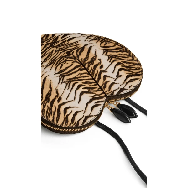 Alaia Le Coeur Bag in Tiger Haircalf, Natural | Shoulder & Crossbody Bags | Luxury Shoes 