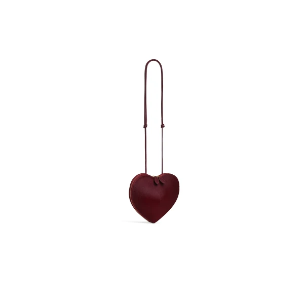 Alaia Le Coeur Bi-Material Bag in Haircalf, Cherry | Shoulder & Crossbody Bags | Luxury Shoes 