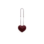 Alaia Le Coeur Bi-Material Bag in Haircalf, Cherry | Shoulder & Crossbody Bags | Luxury Shoes 
