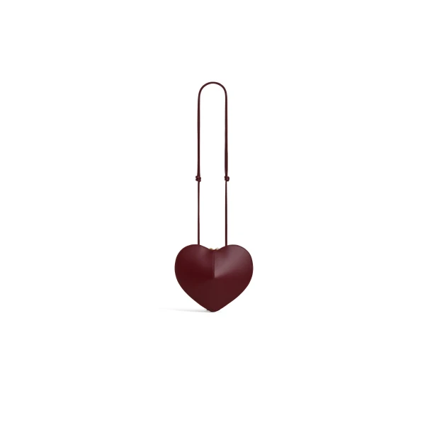 Alaia Le Coeur Bi-Material Bag in Haircalf, Cherry | Shoulder & Crossbody Bags | Luxury Shoes 