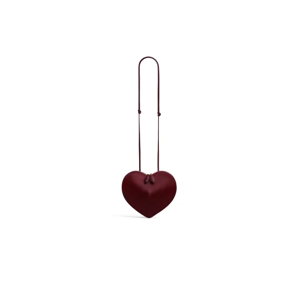 Alaia Le Coeur Bi-Material Bag in Haircalf, Cherry | Shoulder & Crossbody Bags | Luxury Shoes 