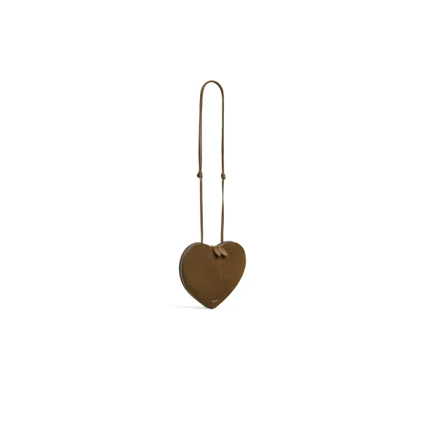 Alaia Le Coeur Bi-Material Bag in Leather, Khaki | Shoulder & Crossbody Bags | Luxury Shoes 