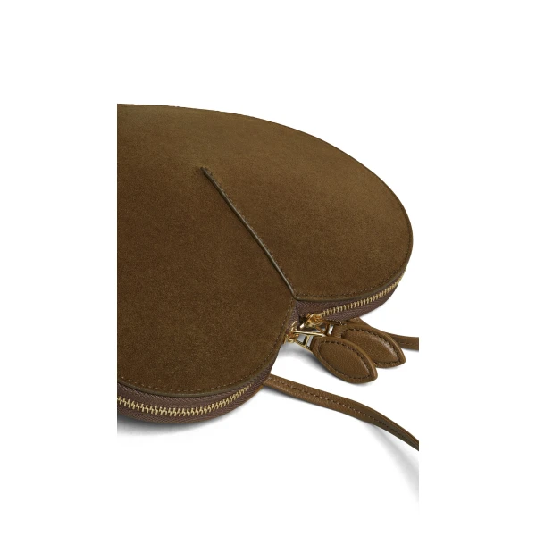 Alaia Le Coeur Bi-Material Bag in Leather, Khaki | Shoulder & Crossbody Bags | Luxury Shoes 