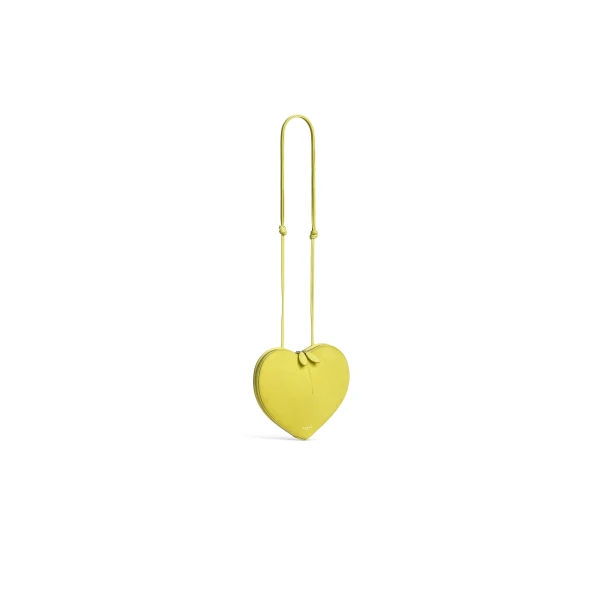 Alaia Le Coeur Bi-Material Bag in Leather, Lemon Yellow | Shoulder & Crossbody Bags | Luxury Shoes 