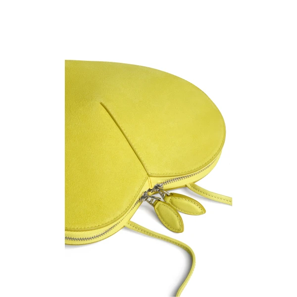 Alaia Le Coeur Bi-Material Bag in Leather, Lemon Yellow | Shoulder & Crossbody Bags | Luxury Shoes 