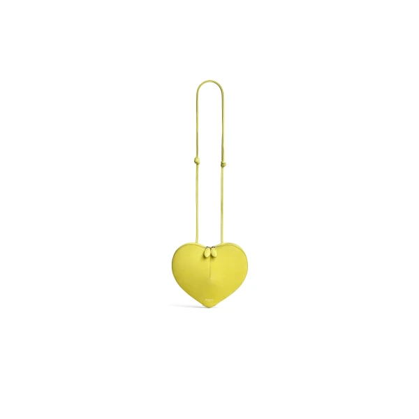 Alaia Le Coeur Bi-Material Bag in Leather, Lemon Yellow | Shoulder & Crossbody Bags | Luxury Shoes 