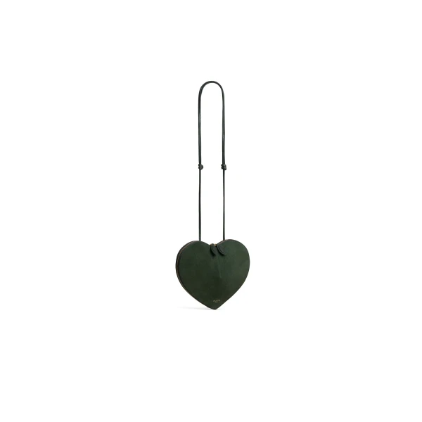 Alaia Le Coeur Bi-Material Bag in Leather, Lichen | Shoulder & Crossbody Bags | Luxury Shoes 