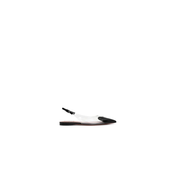 Alaia Le Coeur Flat Slingbacks in Patent Calfskin, Black | Flats | Luxury Shoes 