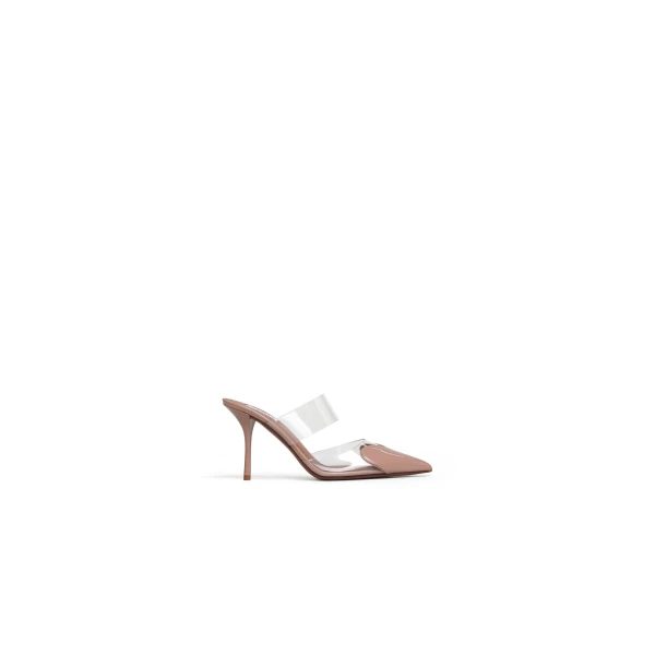 Alaia Le Coeur Mules in Patent Calfskin, Nude | Mules | Luxury Shoes 