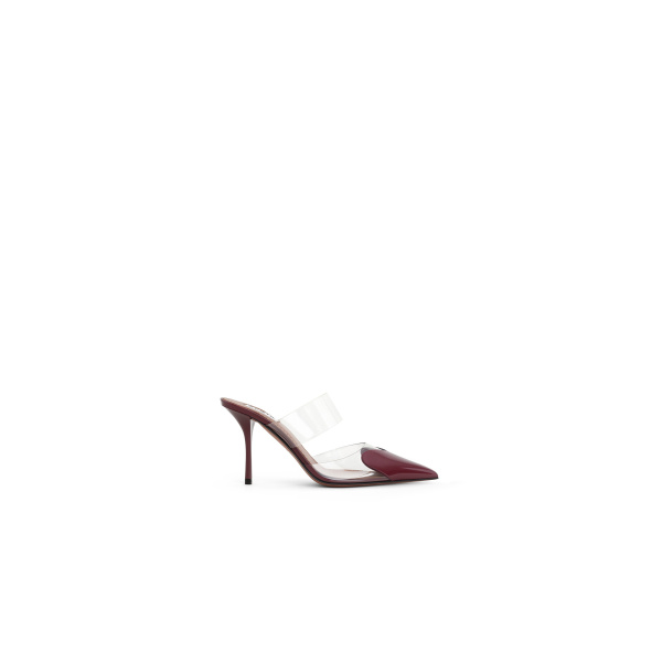 Alaia Le Coeur Mules in Patent Leather, Garnet Red | Mules | Luxury Shoes 