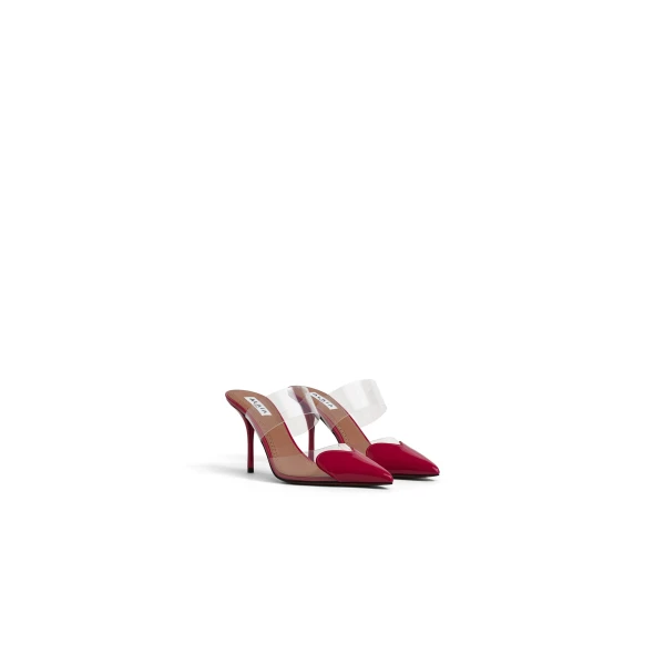 Alaia Le Coeur Mules in Patent Leather, Raspberry | Mules | Luxury Shoes 