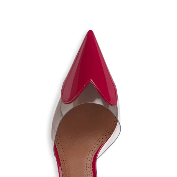 Alaia Le Coeur Mules in Patent Leather, Raspberry | Mules | Luxury Shoes 