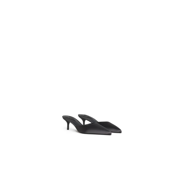 Alaia Le Coeur Mules in Satin, Anthracite and Dark Grey | Mules | Luxury Shoes 