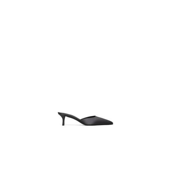 Le Coeur Mules in Satin, Anthracite and Dark Grey