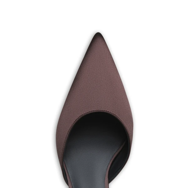 Alaia Le Coeur Mules in Satin, Dark Brown | Mules | Luxury Shoes 