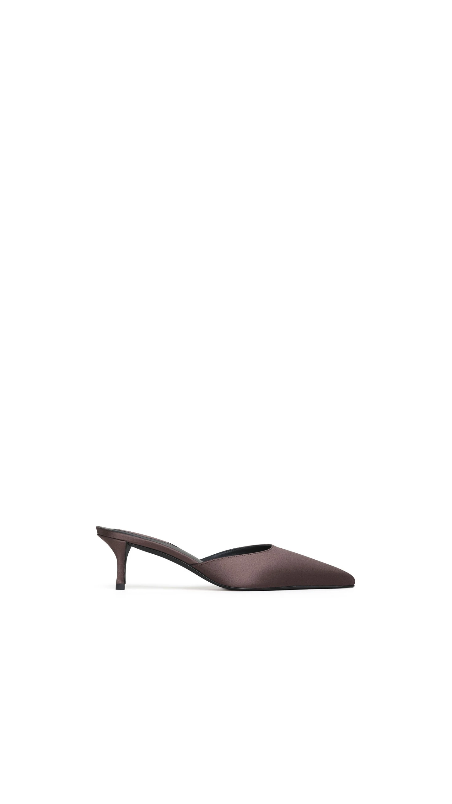 Alaia Le Coeur Mules in Satin, Dark Brown Alaia Le Coeur Mules in Satin, Dark Brown | Mules | Luxury Shoes