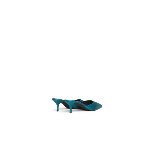 Alaia Le Coeur Mules in Satin, Emerald | Mules | Luxury Shoes 