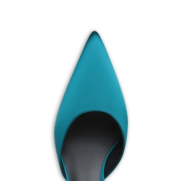 Alaia Le Coeur Mules in Satin, Emerald | Mules | Luxury Shoes 