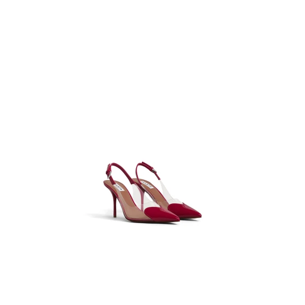 Alaia Le Coeur Slingbacks 90 in Patent Leather, Raspberry | Heels | Luxury Shoes 