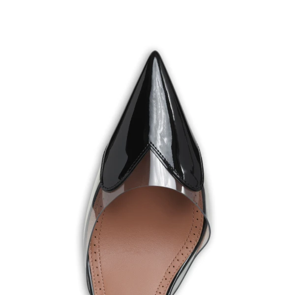 Alaia Le Coeur Wedge Mules in Patent Leather, Black, 60 mm | Mules | Luxury Shoes 