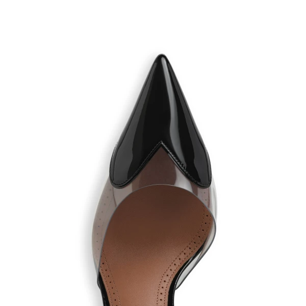 Alaia Le Coeur Wedge Mules in Patent Leather, Black, 90 mm | Mules | Luxury Shoes 