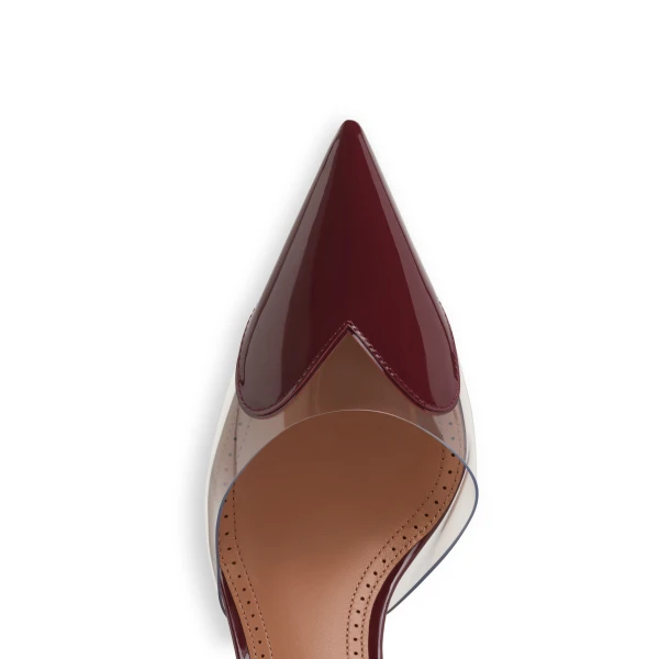 Alaia Le Coeur Wedge Mules in Patent Leather, Garnet Red | Mules | Luxury Shoes 