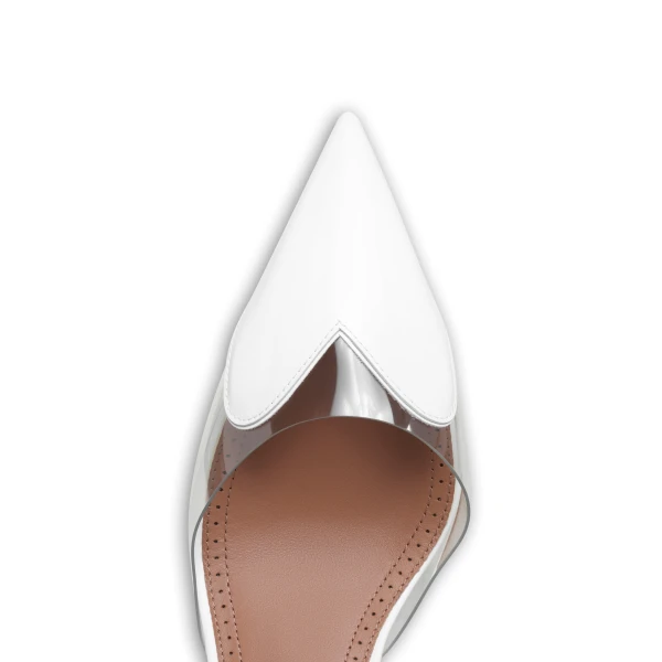Alaia Le Coeur Wedge Mules in Patent Leather, Optical White, 60 mm | Mules | Luxury Shoes 