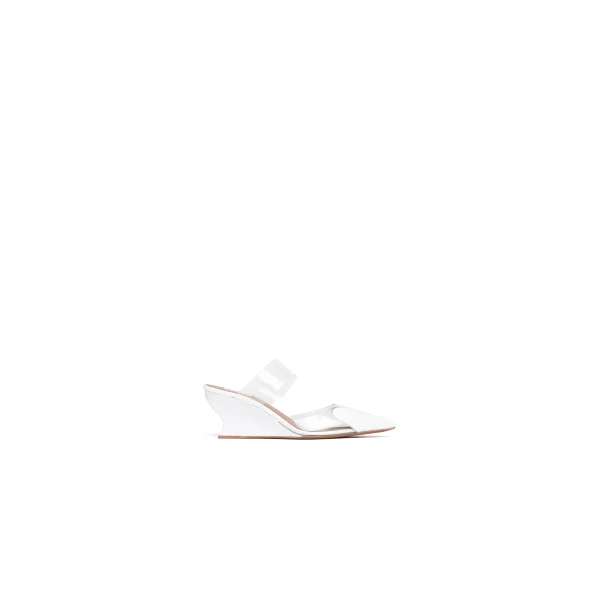 Le Coeur Wedge Mules in Patent Leather, Optical White, 60 mm