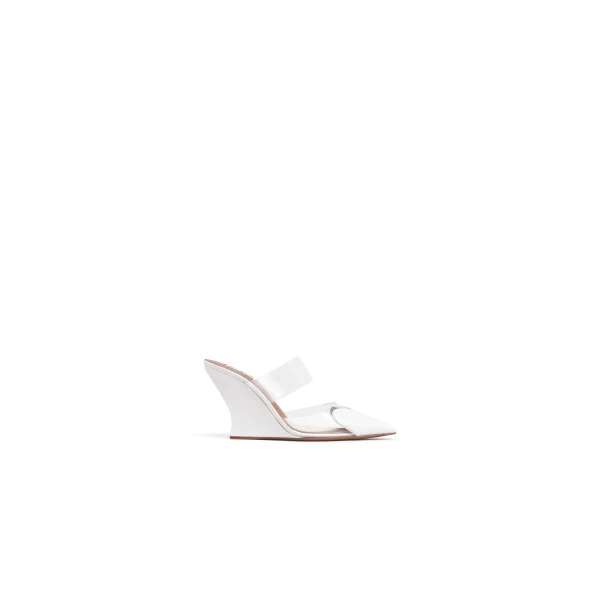 Alaia Le Coeur Wedge Mules in Patent Leather, Optical White, 90 mm | Mules | Luxury Shoes 