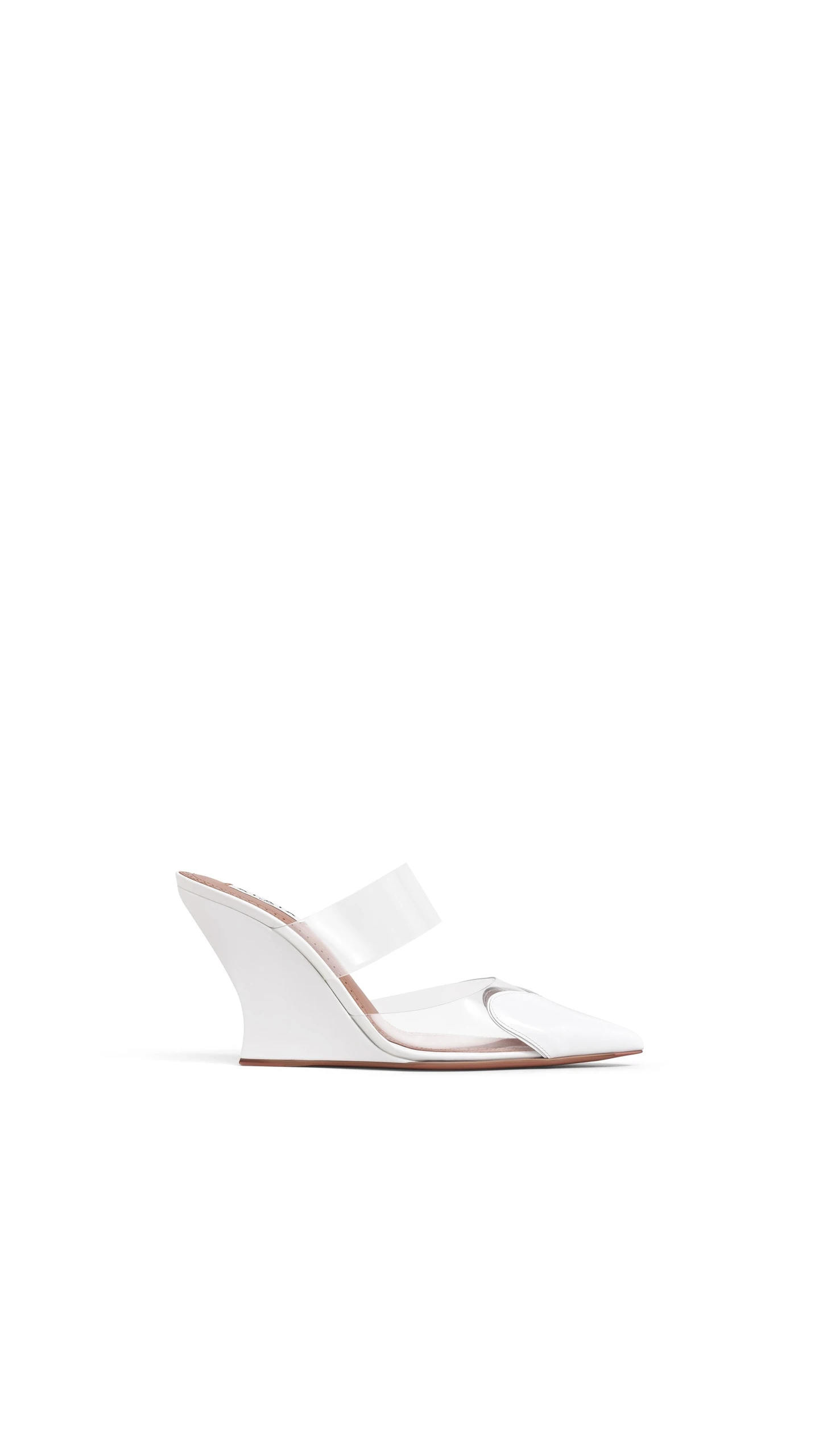 Alaia Le Coeur Wedge Mules in Patent Leather, Optical White, 90 mm Alaia Le Coeur Wedge Mules in Patent Leather, Optical White, 90 mm | Mules | Luxury Shoes