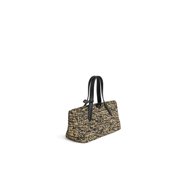 Alaia Le Panier East West Medium Bag in Raffia, Natural and Black | Totes & Top-Handle Bags | Luxury Shoes 