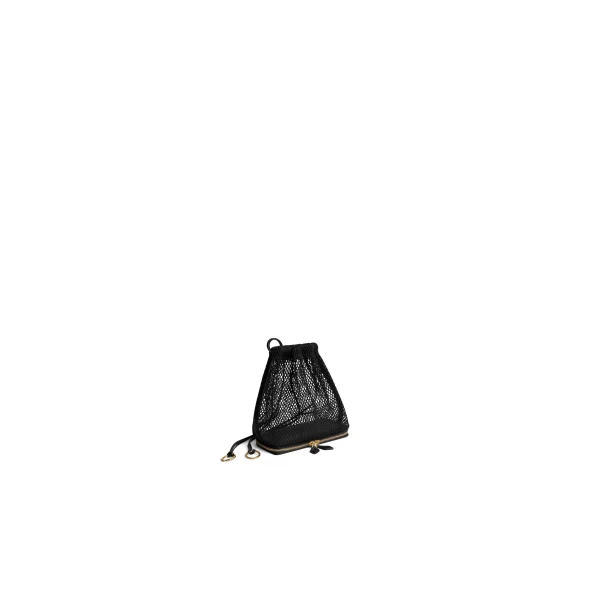 Alaia Le Pochon Bag in Fishnet, Black | Shoulder & Crossbody Bags | Luxury Shoes 